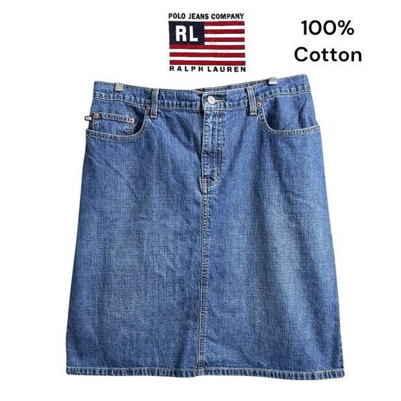 Ralph Lauren Polo Jeans (EUC) Vintage Denim Skirt, Size 12 - Picture 13 of 13
